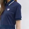 Goxo Zip Up Dress Navy Smile Heart Collar