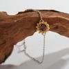 Vintage Small Daisy S925 Sterling Silver Inlaid With Natural Garnet Colored Opal Bracelet Women'S High-End Jewelry