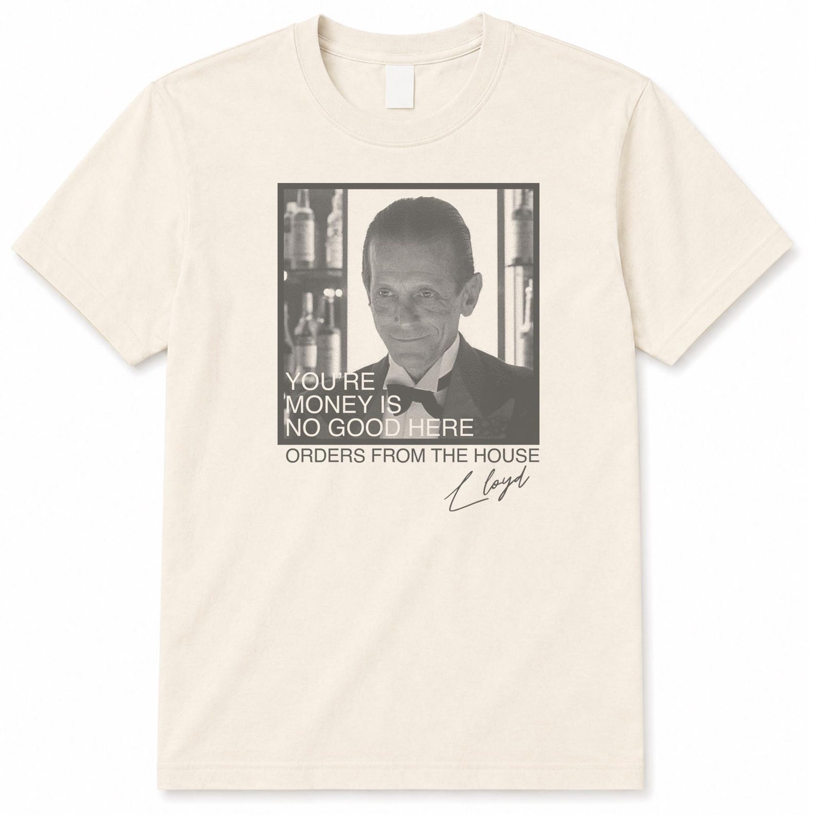 Lloyd the Bartender from The Shining Jack Torrance Red Rum Stanley Kubrick Gold Room Moon Landing Room 237 Conspiracy Tee T Shirt S