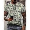 Módní tričko s grafikou USD dolaru Pánské Trend Osobnost 3D Celoplošný potisk Vzor bankovek Letní Ležérní Hip Hop Dětská trička