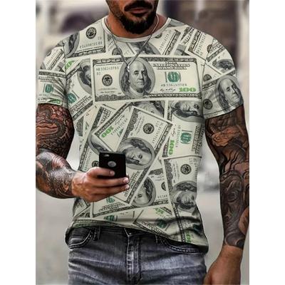 Fashion USD Dollar Graphic T-Shirt Men Trend Personality Full Print Money Pattern Tees Summer Casual Hip Hop Kids T Shirts