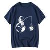 Summer Unisexs Polyester Comfortable Breathable Round Neck Tshirt Loose And Fun Design Astronaut Print Outdoor Cool Casual Top