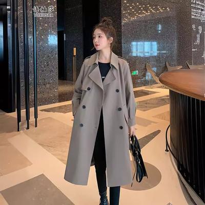 Trench Coat Women's Medium and Long Spring and Autumn New Temperament Casual Loose Double-breasted Coat Coat