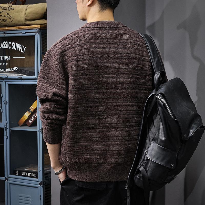 Men's Retro Lazy Style Lapel Cardigan Sweater - Trendy, Casual, and Versatile Knitwear