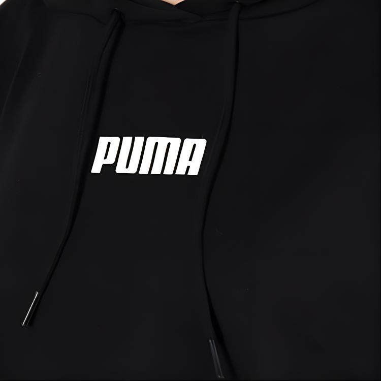 (WMNS) PUMA Logo Short Hoodie 'Black' Women's 579612-01