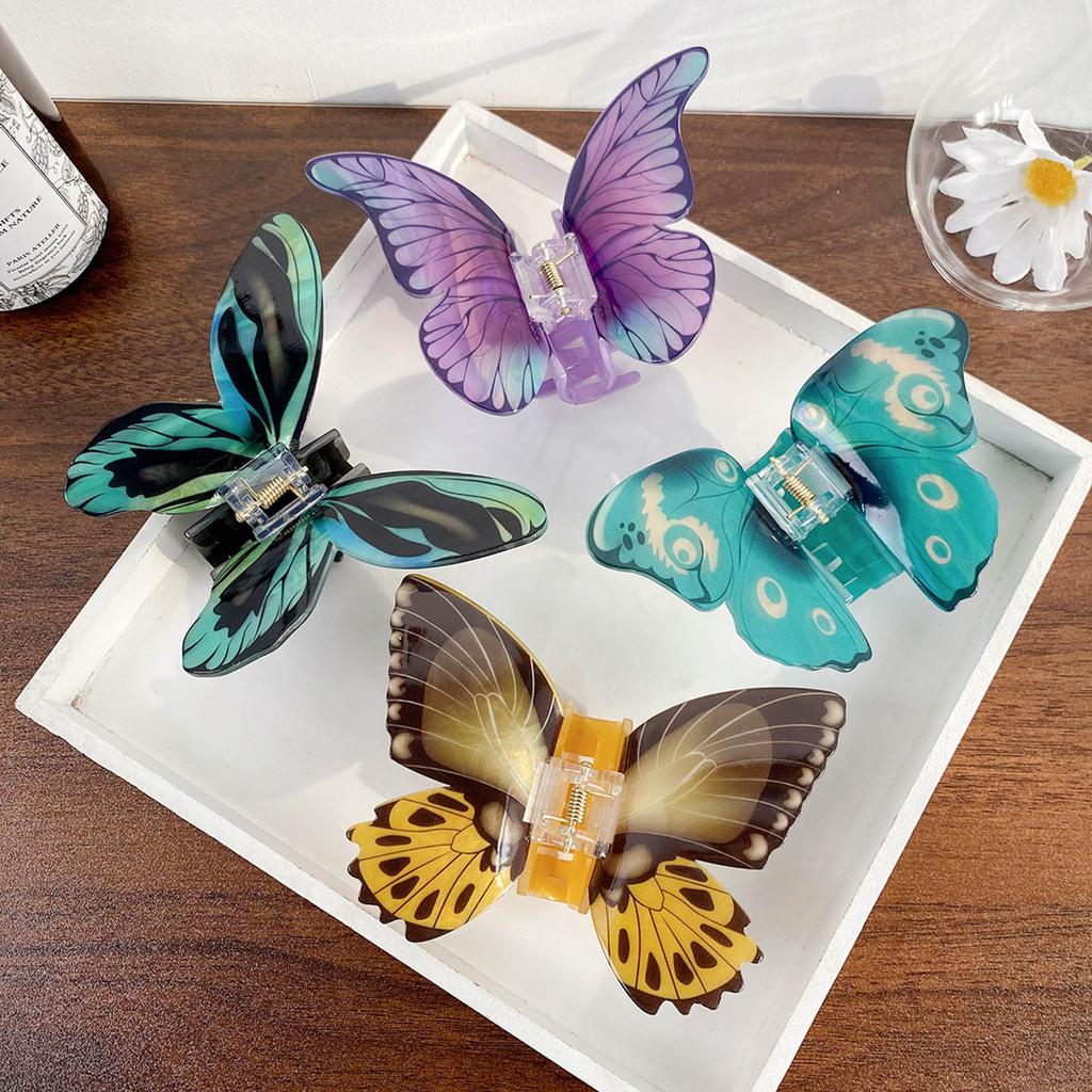 Simulation Butterfly Hair Clip Elegant Hair Claw Barrette Acrylic Hair Accessory for Girls Spring Clamp Hair Accessory