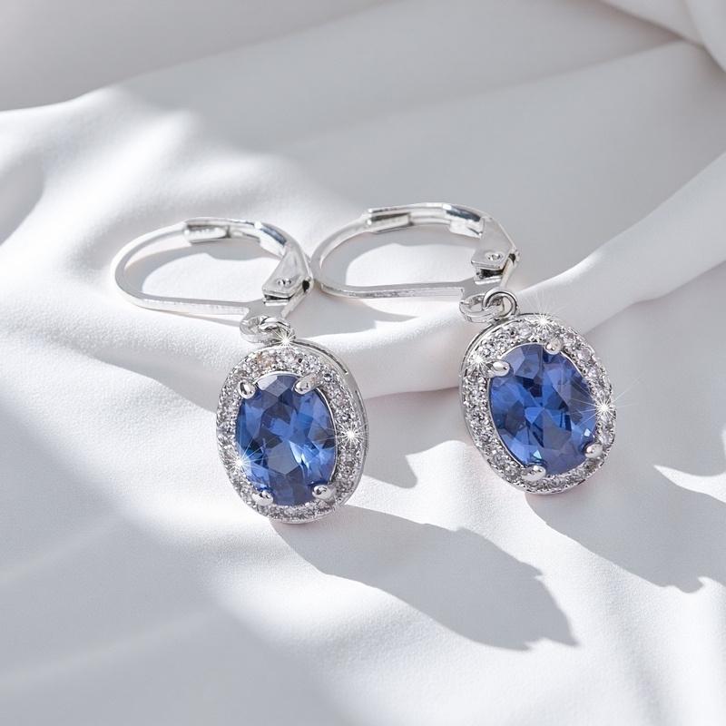 Elegant cubic zirconia pendant earrings, sparkling engagement earrings for women, sweet and elegant jewelry