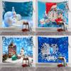 Christmas Tree Fireplace Home Decoration Printed Tapestry Wall Hanging Polyester Backdrop Fabric Room Decoration Tapiz Navideño