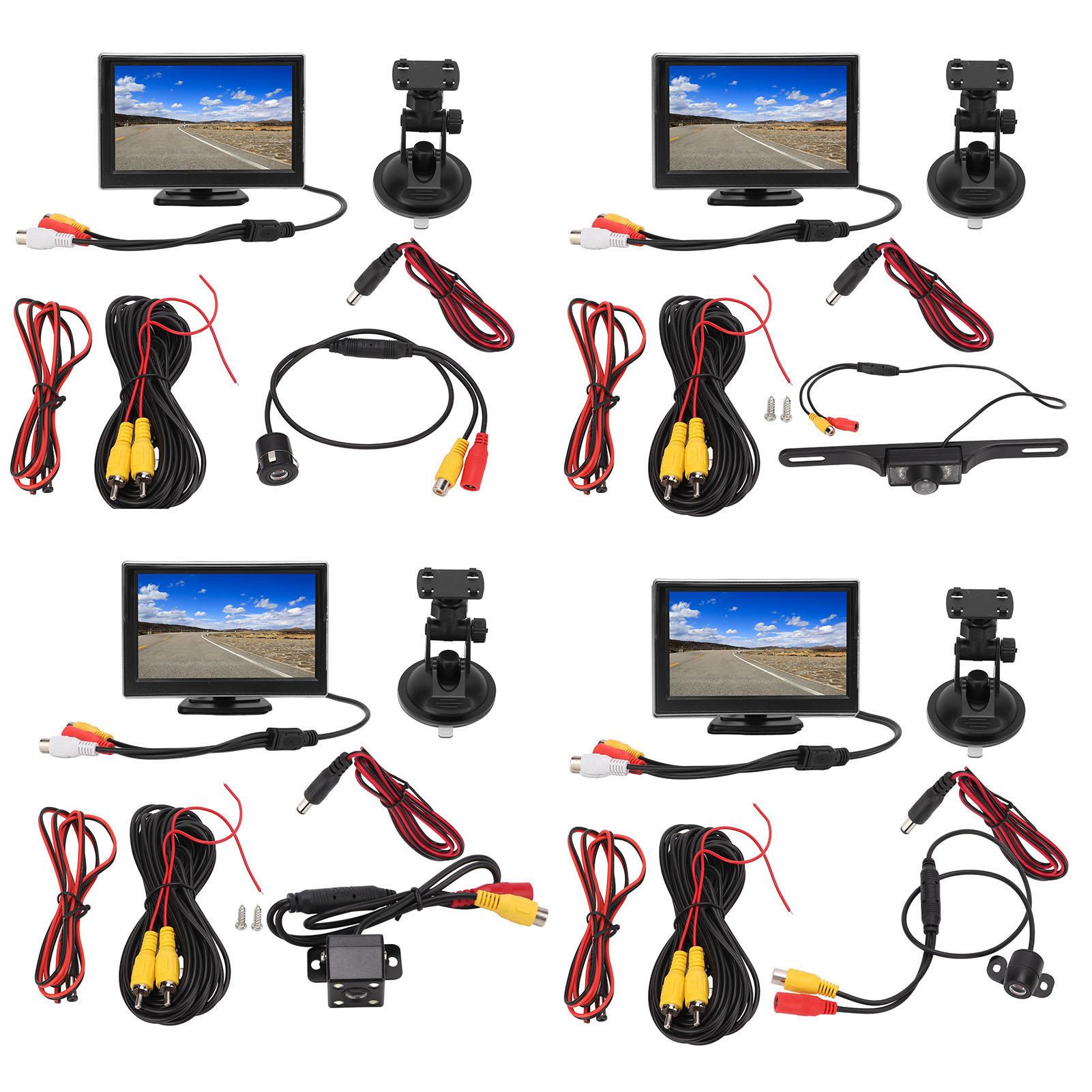 

Комплект системы камеры заднего вида 5-дюймовый монитор заднего вида V1 V2 Видеовход высокой четкости 12‑24 В для транспортных средств