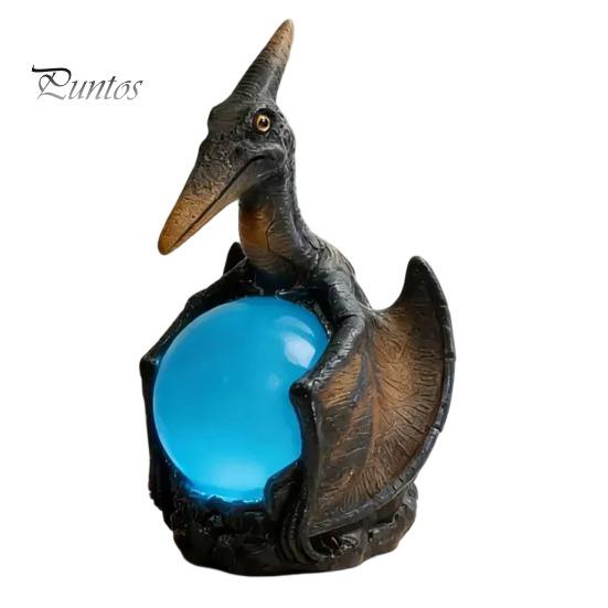 Mystical Dragon Desk Lamp Pterosaur Night Light, Resin Gothic Table with Glowing Faux Crystal Office Accent Lighting Ball, Fantasy Decor for