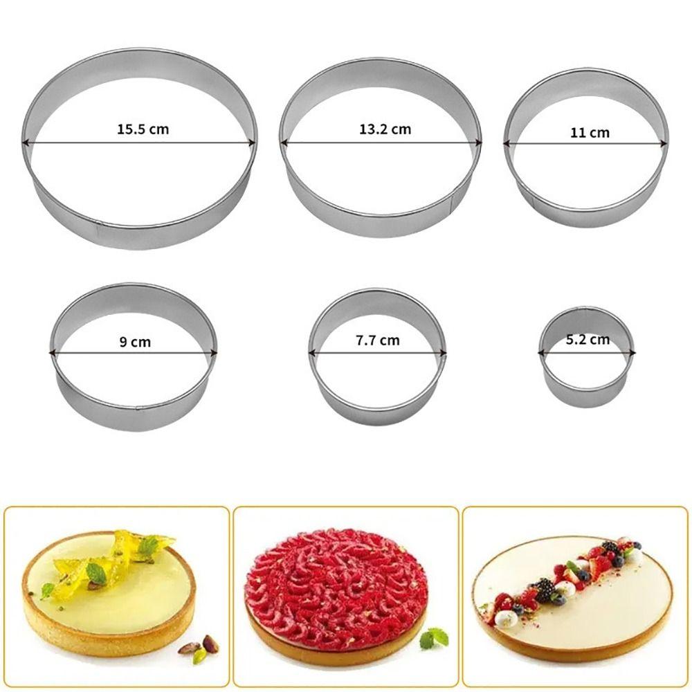 6Pcs/Set New Stainless Steel Cake Ring Mold Round Circle DIY Cake Gum Paste Mould 5/7/9/11/13/15cm Cookie Mousse Cuttur