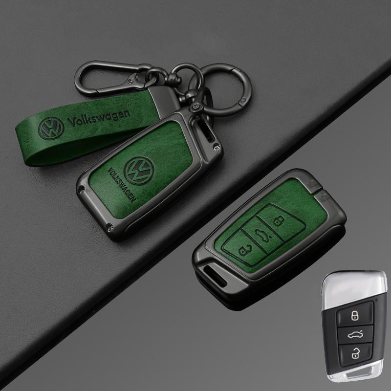 For VOLKSWAGEN VW VW Zinc Alloy Leather Car Key Case Cover For Volkswagen Tiguan MK2 Magotan Passat B8 CC Shell Fob key chain Ac