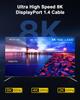 Duttek DisplayPort Silicone DisplayPort 8K DP Male To DP Male Supports for HD Gaming and TVs 1.4 Cable, 1.8m, Cable, Cable, 8K/60Hz, 4K/240Hz,