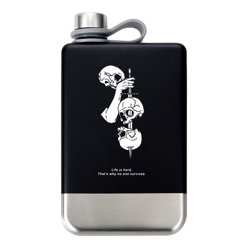 Silver Green Black White Whiskey Flask - Portable, Food Grade 304 Stainless Steel