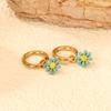 Small daisy earrings, fashionable and simple temperament stainless steel jewelry dripping oil colored small flower women's earrings