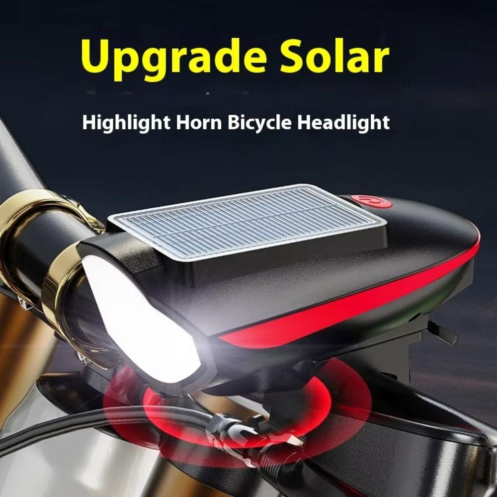 Waterproof Solar Bicycle Light 3 Modes LED Bike Front Lamp Portable Night Riding Lamp Camping