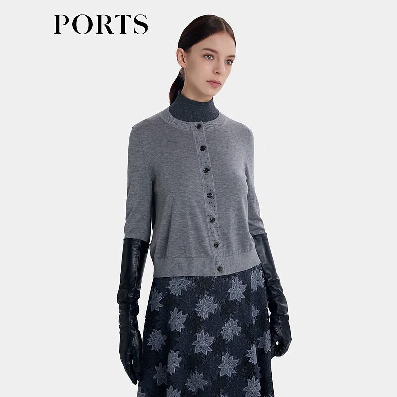 PORTS Women's Ultimate Grey V-Neck Knit Sweater