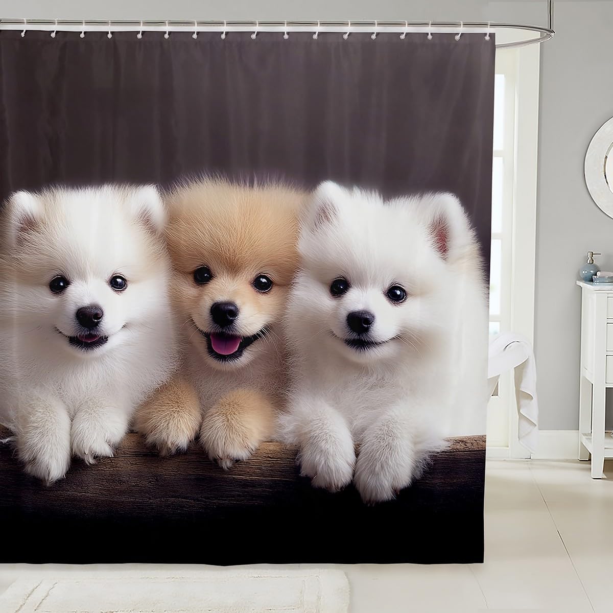 

Dog Print Shower Curtain For Boys Girls Kids Cute Dog Print Bath Curtain, Kawaii Golden Retriever Decor Bathroom Decor, Lovely W60H190(CM)-1 Pcs