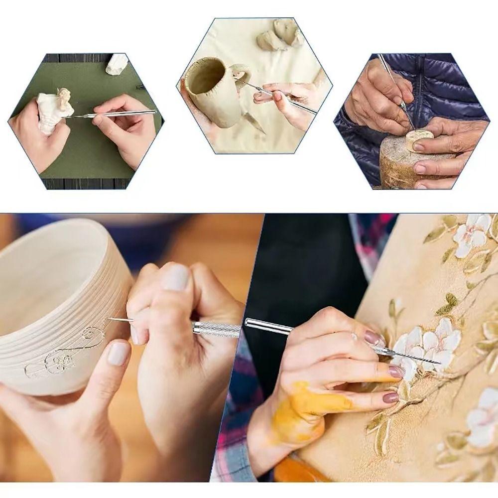 1Pcs Modeling Clay Sculpting Tool Texture Pottery Carving Needle Durable Texture Brush
