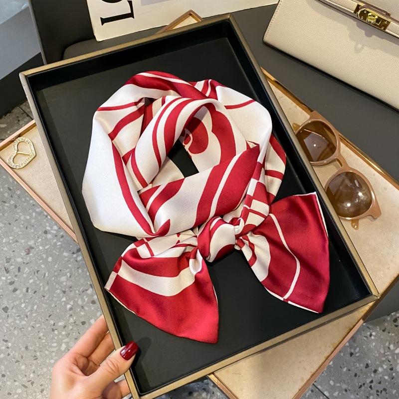 Satin high-end tied hair long silk scarf headband elegant and simple versatile hair band headband streamer hair accessories women's tied bag