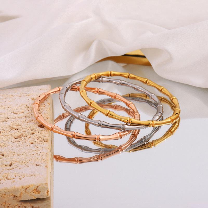European & American Fashion Titanium Steel Bamboo Joint Women's Bracelet - Versatile, Non-fading, Simple Design