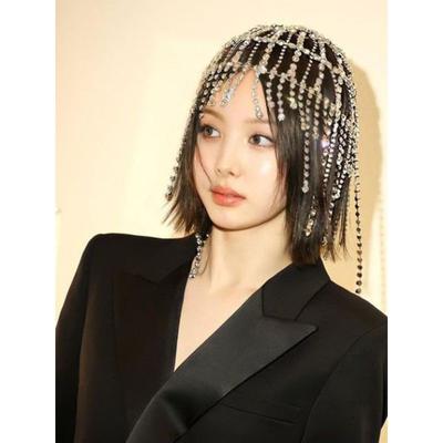 Voll Strass Quaste Haar Accessoires Nachtclub Bühne Mode Haar Kette Perlen Kappe Diamant Show Strass Haar Netz Haar Accessoires