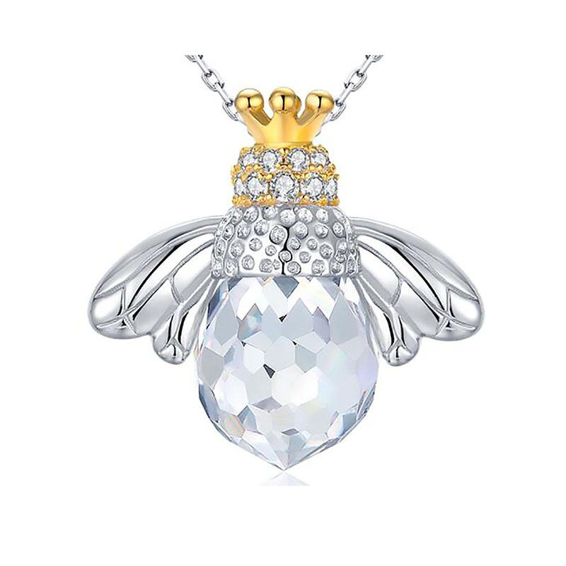 Sterling Silver 925 Simple Realistic Bee Japanese and Korean Style Ins Women's Fashion Temperament Necklace Pendant Jewelry