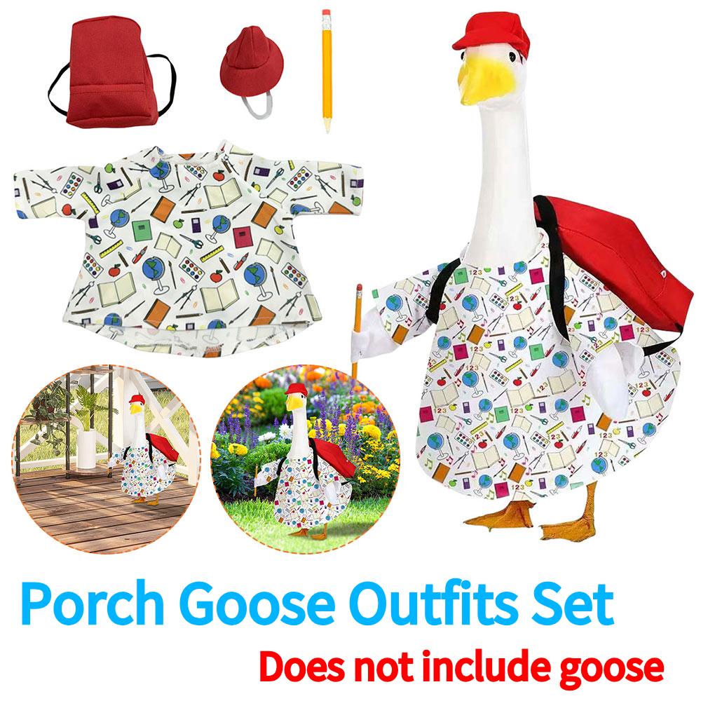 Back To School Porch Goose Outfits with Schoolbag Goose Statue Clothes First Day of School Costume Goose Clothes