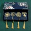 Golden Hollow Metal Bookmark Set with Tassel - Four Seasons Leaf Design - Creative Gift for Mother's Day,Birthdays