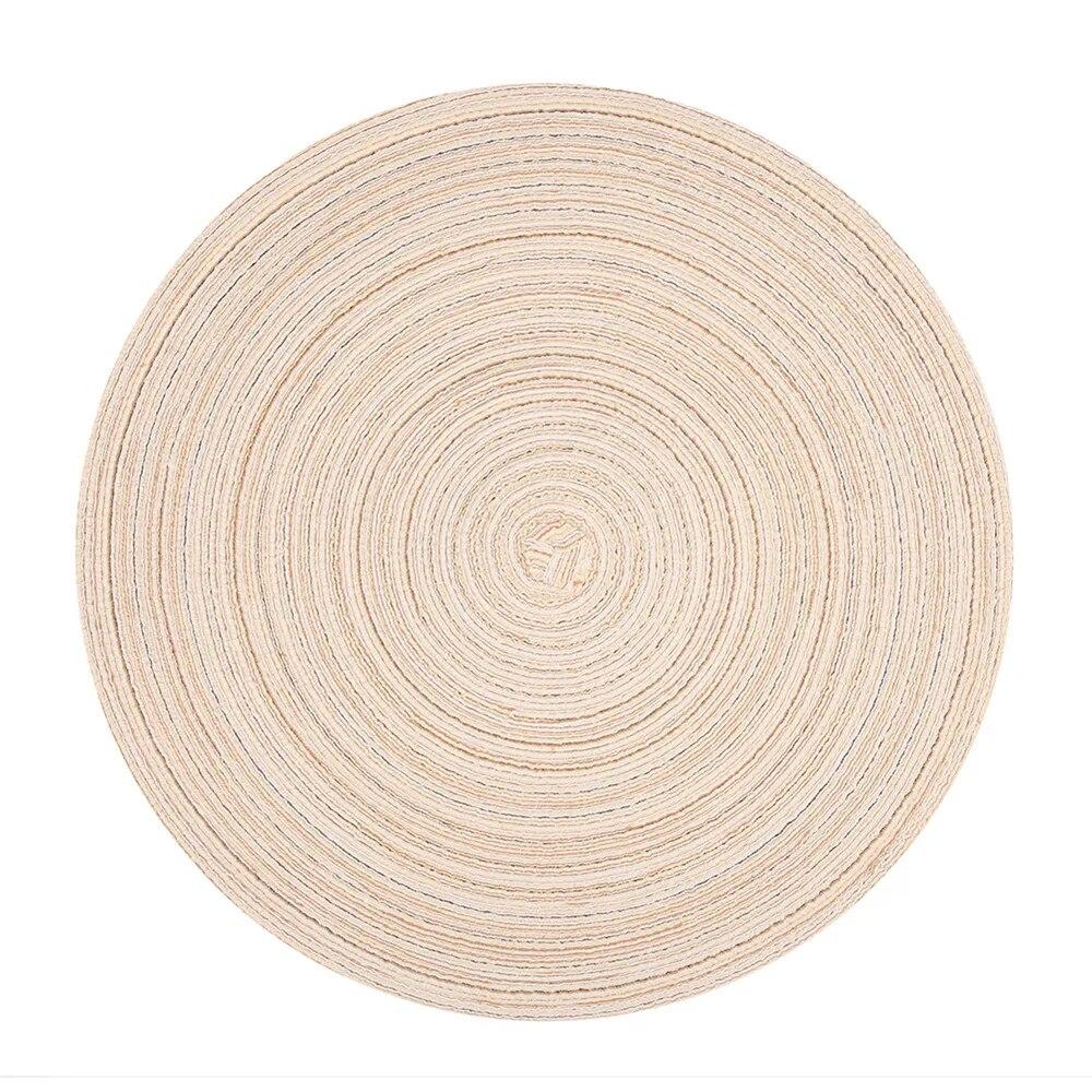 6PCS Braided Round Place Mats Kitchen Dining Table Runner Heat Insulation Non-Slip Washable Placemats Christmas Table Mats Home Decoration Pad Coaster