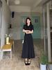 Plus Size Women's Elegant Bellflower French Style Short Sleeve Slimming Dress