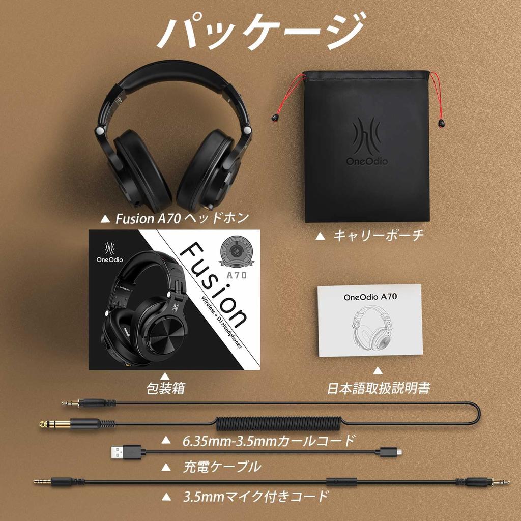 OneOdio A70 Wireless Headphones, 72 Hours Playtime, Bluetooth Headphones, Dual-Use Wired and Wireless, Over-Ear Headphones with Mic, DJ Headphones,