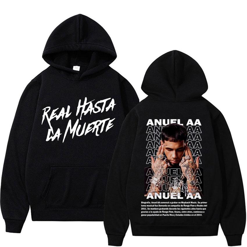 Rapper Anuel AA Real Hasta La Muerte Hoodies Men Women Hip Hop Retro Style Sweatshirt Pullover Harajuku Fashion Oversized Hooded