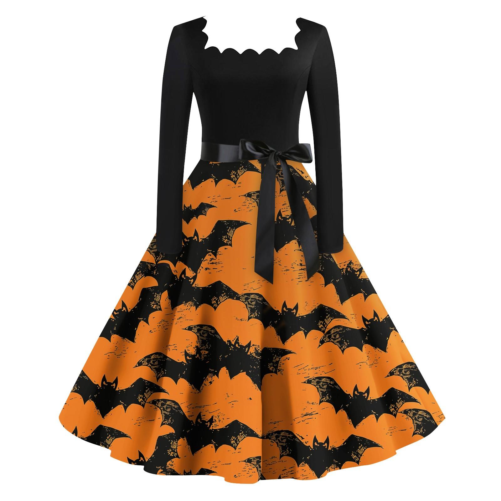 Женское повседневное модное платье в стиле ретро с квадратным вырезом и длинными рукавами — фото 6