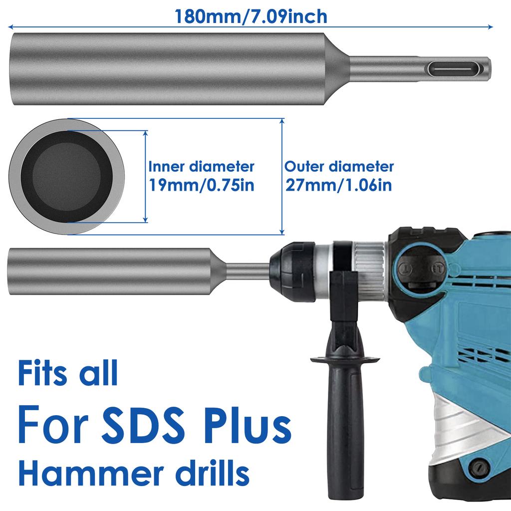 2Pcs Ground Rod Driver Bit Wear Resistant Steel Professional SDS Plus Drill High Hardness Hardware Tool Adapter for Hammer Drill