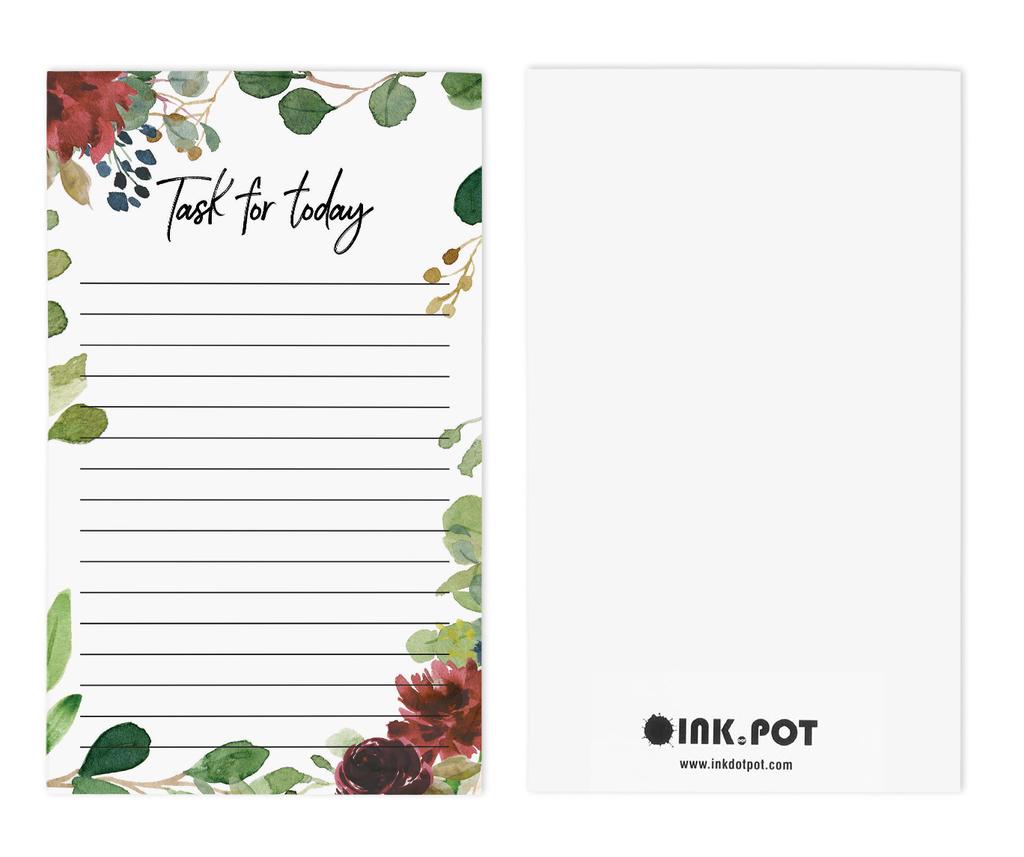 Inkdotpot Bloco de notas diário, bloco de notas, bloco de notas, lista de tarefas sem data, bloco destacável - 4,5 x 7,5 polegadas (50 folhas) Organizador