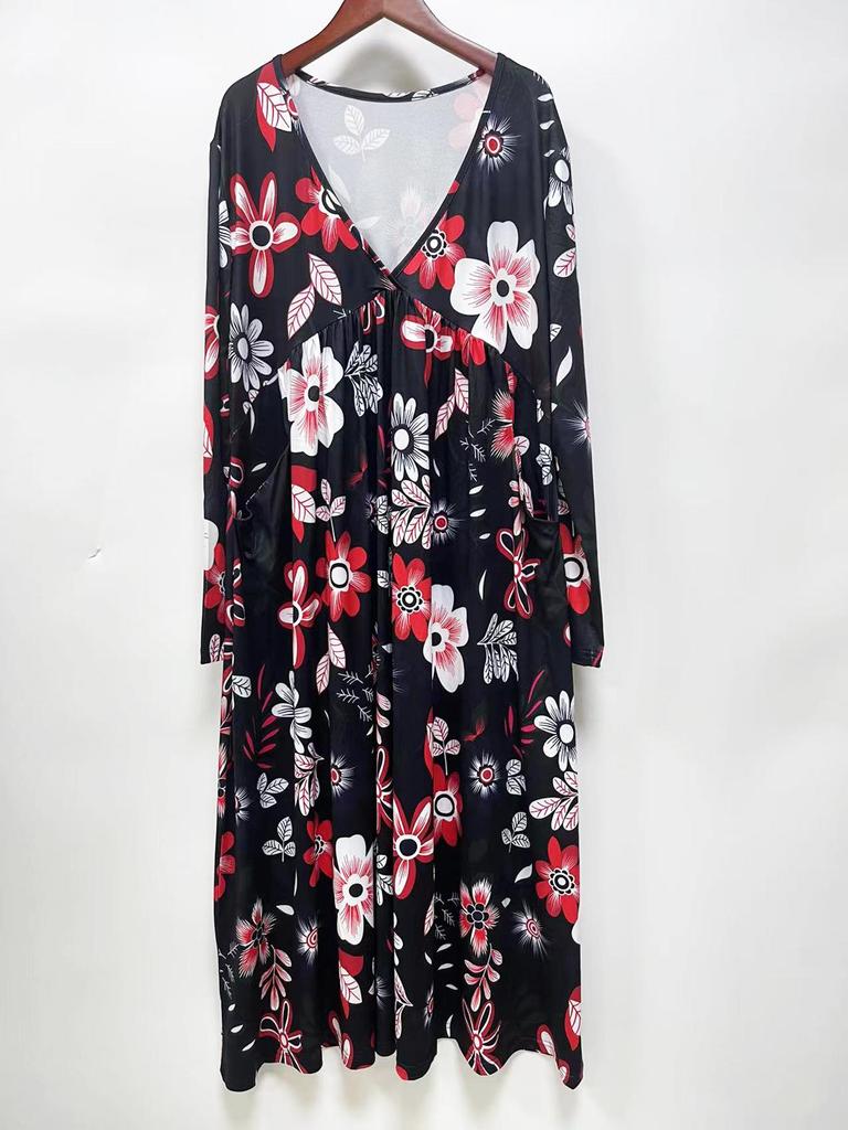 2024 Cross-Border Seasonal Long-Sleeve Printed Casual Dress
