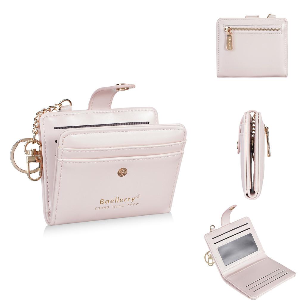 Womens Pu Leather Wallet With Integrated Card Holder And Keyring Stylish Coin Purse