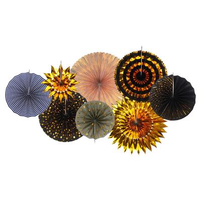Hanging Fan Party Round Wall Hanging Decoration for Events Set, 8-Piece Set, Pattern, Fans, Home, Shop, Wall, Birthday, Wedding, Graduation,