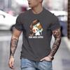 Coffee Serving Kitten Fashion Harajuku Style Pure Cotton Printed Men's Round Neck Short Sleeved T-shirt