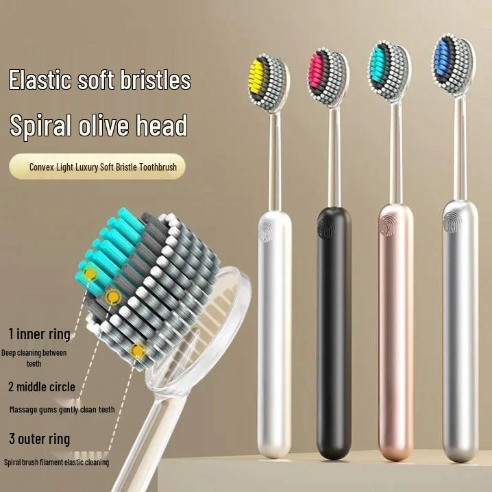 High-End Soft Bristle Toothbrush for Adults - Wave-Shaped Spiral Design, Family Pack