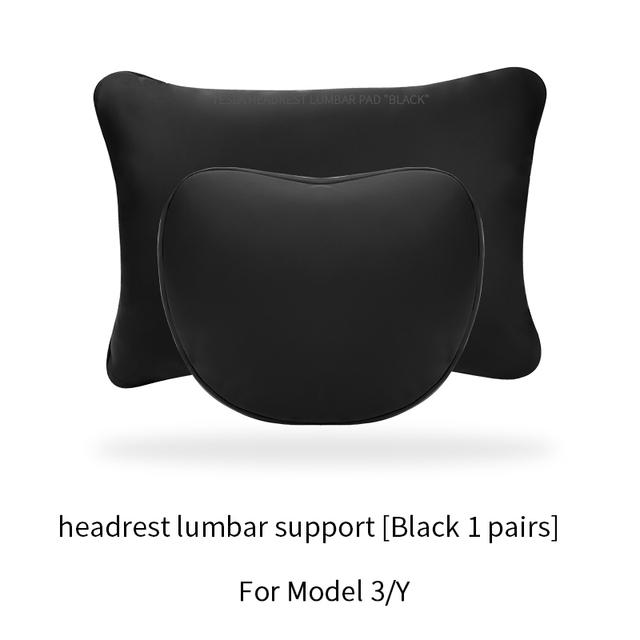 OULEX For Tesla Model 3 Y Flocking/Leather Car Seat Neck Pillow Soft Memory Neck Pillow High-Quality Headrest Lumbar Support