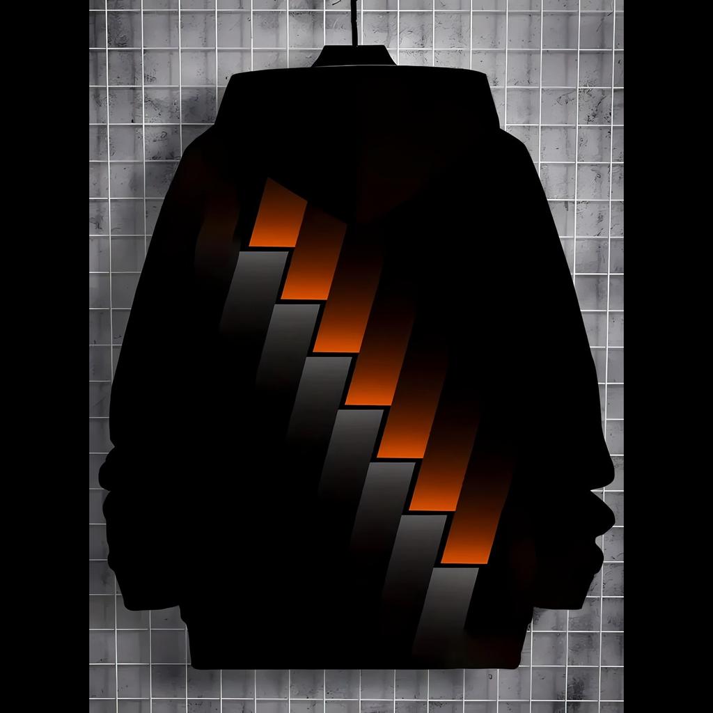 The 2025 Autumn New Children's Casual Hoodie with 3D Color-blocking Line Printing and Fashionable Outdoor Hoodie