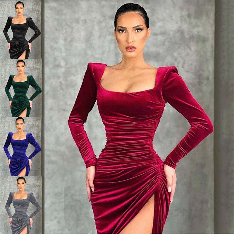 Women's Formal Dresses Sexy Dinner Party Ladies Split Skirt Female