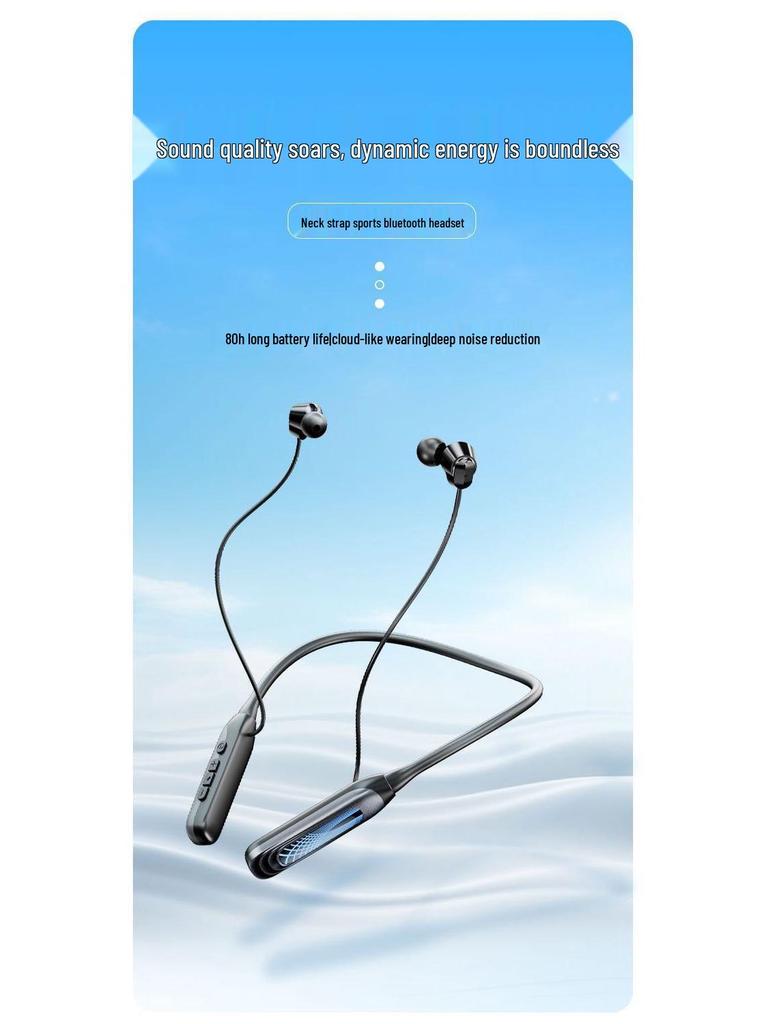 i58 Bluetooth Neckband Headphones: Wireless In-Ear with Large Battery Display, Ideal for Sports, Universal Compatibility with Smartphones
