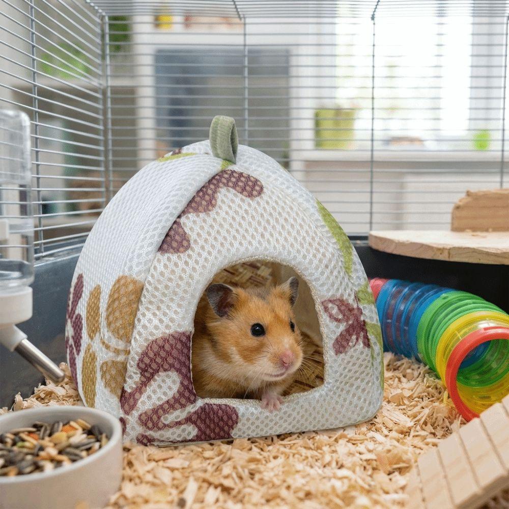 Breathable Hamster Cool Nest Wear Resistant with Cooling Mat Pet Cave Nest Cozy Non-Slip Hamster Hiding House for Small Pet