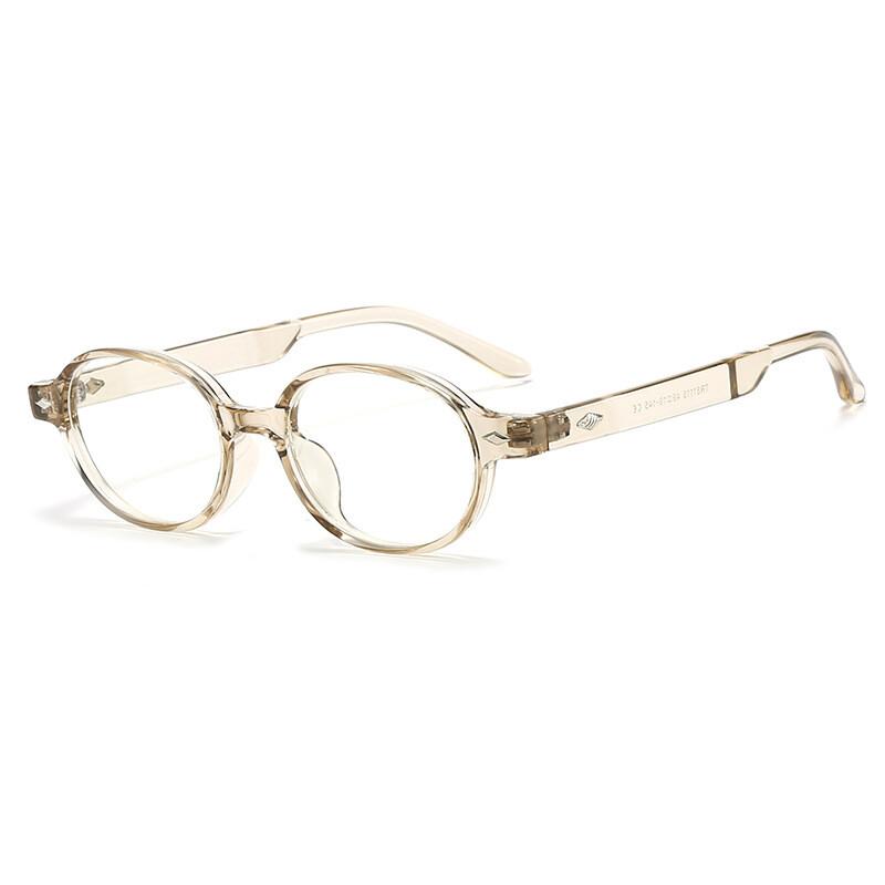 Light Frame Anti Blue Glasses Fashion Small Oval Reading Glasses Men Korean Popular Optical Eyeglasse Women'S Black Glasses