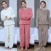 Women's Coral Fleece Jacquard Pajama Set - Thick Velvet, Warm Casual Loungewear for Couples, Autumn/Winter 