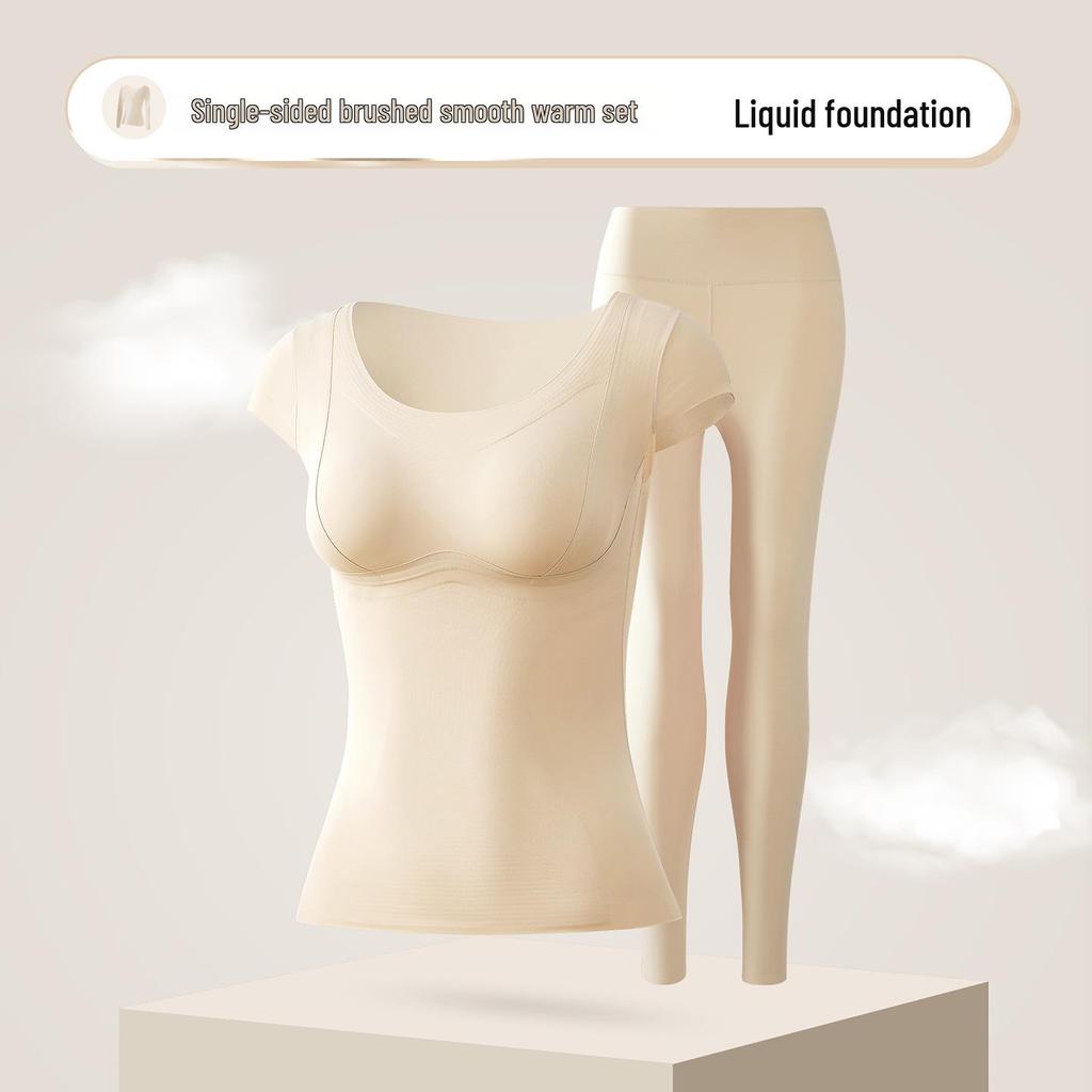 Women's Fleece-Lined Temperature-Control Set: Shaping Autumn Base Layer, No-Bra Needed.