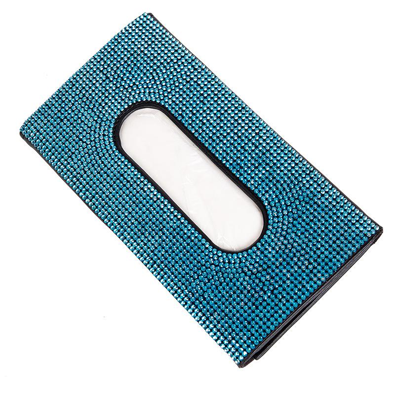 Rhinestone Diamond Car Tissue Boxes Diamond Inlaid Sunshades Leather Hanging Seat Backrest Paper Clip Auto Interior Accessories